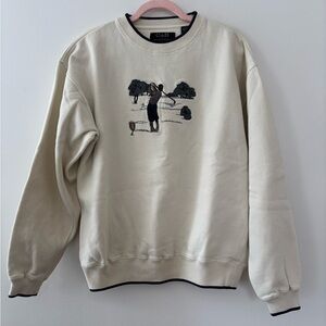 Vintage Golf Crew Neck Sweatshirt Mens Cream C&B Sport Medium Cotton Blend